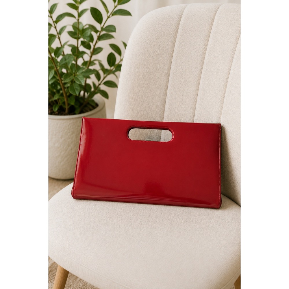 Vintage Red Patent Leather Clutch Purse Handbags Ltd Canada 1960s Mod Retro Bag